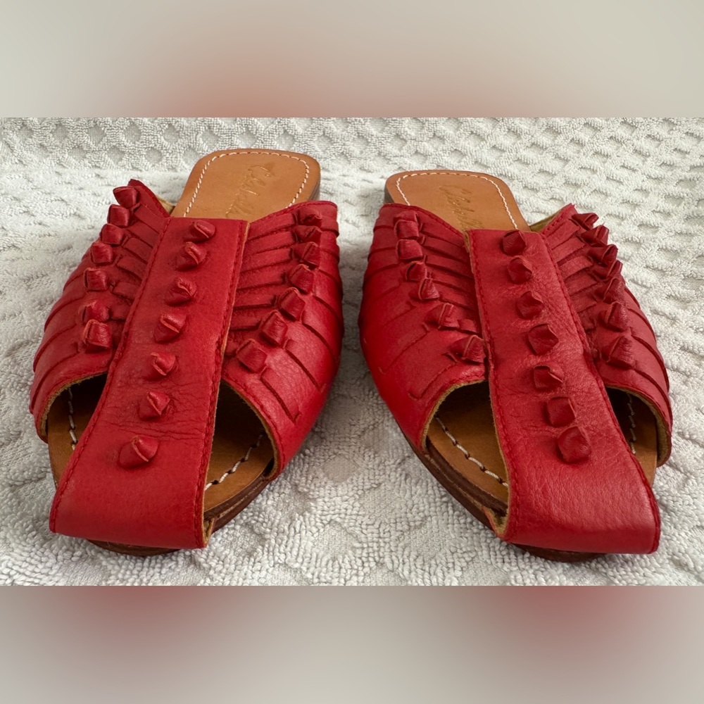 Cleobella Monroe Slide in Red Leather Size 36 US 5 Handmade Sandals - Picture 5 of 14